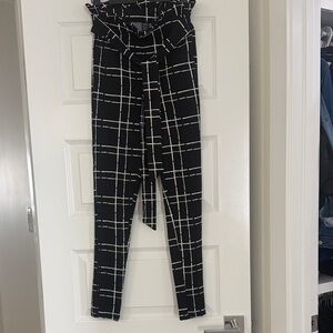 SHEIN Black and White Grid Pattern Pants